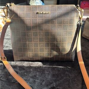 Elegant Brown Checkered Women's Bag